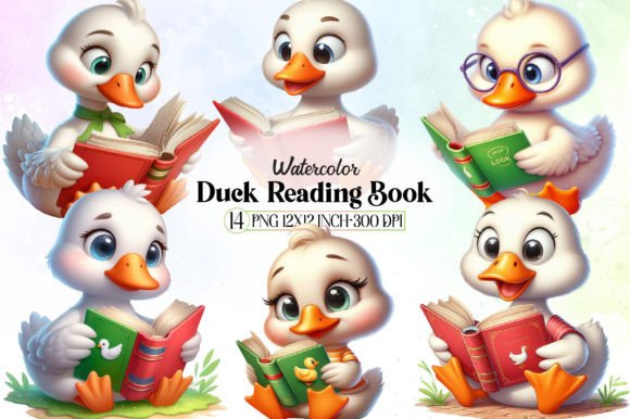 Download Cute Duck Reading Book Sublimation - Cute duck Collection