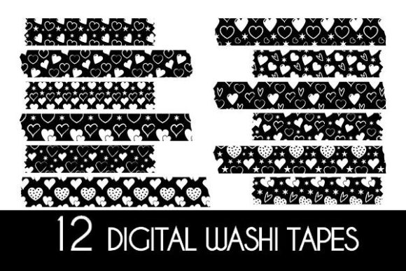 Download Black White Hearts Washi Tapes Patterns - Washi tapes patterns Collection