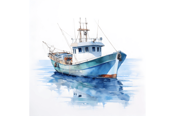 Download Watercolor Fishing Boat Clipart - Fishing boat Collection