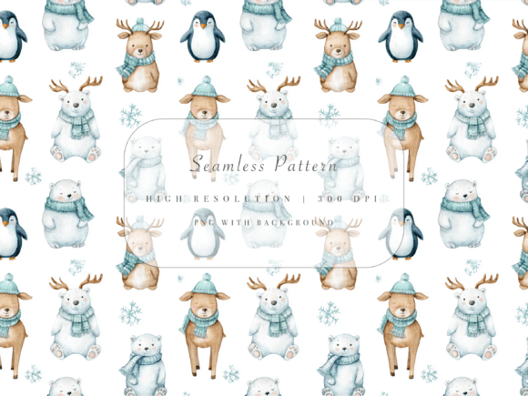 Download Winter Baby Animals Seamless Pattern - Premium Resources