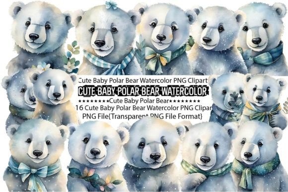 Download Cute Baby Polar Bear Watercolor Bundle - Premium Resources
