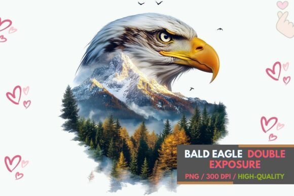 Download Bald Eagle PNG Double Exposure Art - Eagle Collection