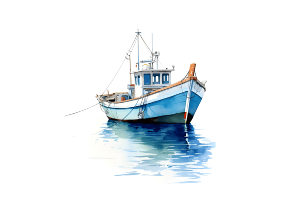Download Watercolor Fishing Boat Sublimation - Fishing boat Collection
