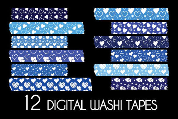 Download Blue Hearts Washi Tapes Patterns - Washi tapes patterns Collection