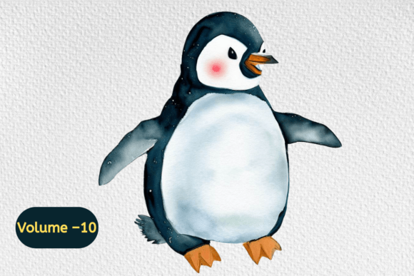 Download Cute Penguins Watercolor Clipart Vol–10 - Premium Bundle