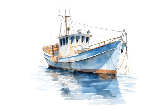 Download Watercolor Fishing Boat Sublimation - Fishing boat Collection