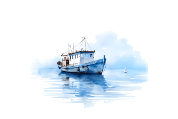 Download Watercolor Fishing Boat Sublimation - Fishing boat Collection