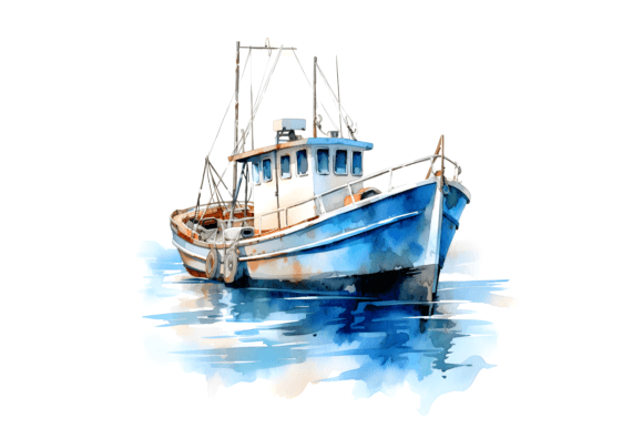 Download Watercolor Fishing Boat Sublimation - Fishing boat Collection