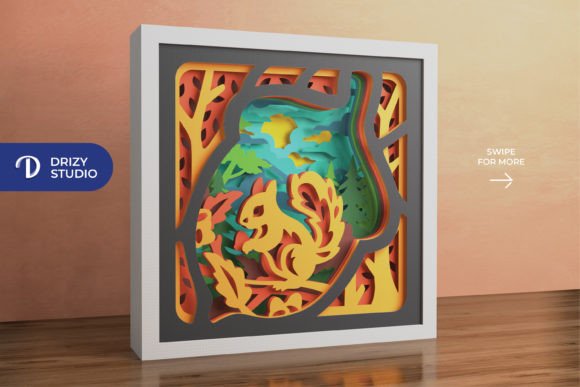 Download Squirrel in Acorn Shape 3D Shadow Box - Premium Resources