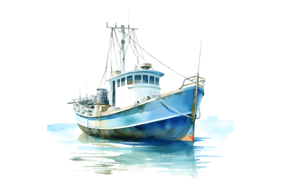 Download Watercolor Fishing Boat Clipart - Fishing boat Collection