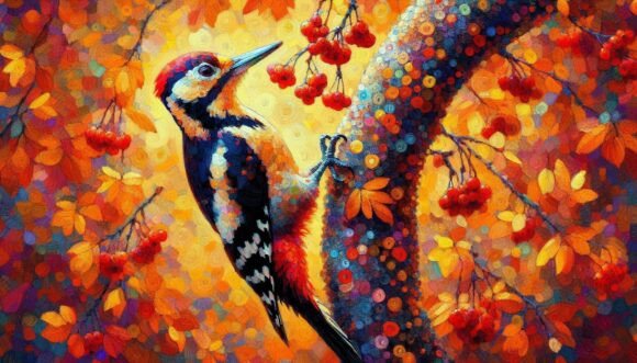 Download Woodpecker Autumn Tree Impression - Impression Collection